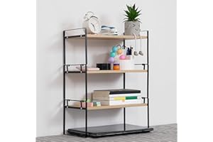 DOTOGO Wood Office Desk Shelf Organizer - Desktop Supplies Cute Dresser Top Organization Storage Rack and Cubicle Decor Aesthetic Bookshelf for Women Man and Kids