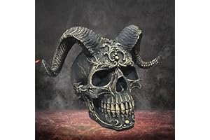 Tuzsocr 14CM Demon Skull Figurine,Black Infernal Skull,Desk Skull Ornament,Creative Skull Head Sculpture,Resin Skull Head model,Halloween Skull Ornament,Gothic Home Accessories,Goth Gifts For Men