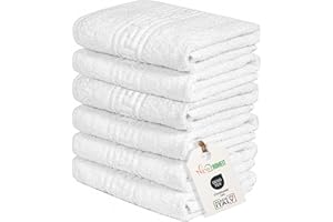 nice homeit Juego de 6 Toallas de Cara y Manos de 40 x 60 cm – Toallas de baño de 100% algodón Hilado en Anillo – Extra Suave y Absorbente. Fabricado en Italia (Blanco)