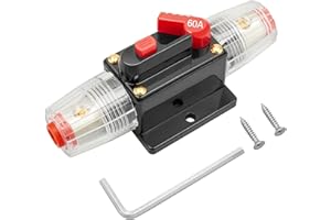 RED WOLF 60A Schutzschalter 12V-48V DC, Automatik Sicherungshalter Auto Inline-Leistungsschalter Auto für Kfz Boot Lkw Marine Radio Stereo Sicherungsschutz Wasserdicht