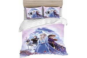 HNSRYLQX Frozen Bettwäsche Kinder, ELSA Bettwäsche 135x200, Bettwäsche 135x200, 100% Baumwolle, Kinderbett Mädchen, Anna Und ELSA Bettwäsche (1,135x 200 cm)