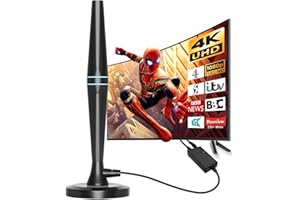 TRAVEL PACKAGING CUBE TV Aerial, Digital Indoor TV Aerial for Smart TV with Signal Booster, Digital TV Antenna for Freeview 280+ Miles Long Range Support 4K 1080P