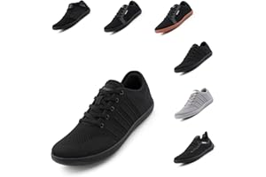 Hitmars Barefoot Running Shoes for Mens Womens Lightweight Minimalist Zero Drop Shoes Trail Running Outdoor Barefoot Trainers Black 3.5-9 UK