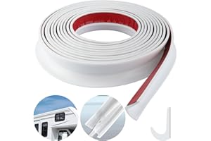 AILUYA J-Förmige Kieselgel Regenrinne Wohnmobil, Selbstklebend Regenrinne für Pavillon, Schwarz 5m Lange Kantenschutzprofil Geeignet für Fahrzeug, LKW, Wohnmobil, Boot, Auto, Van, Tür, Wohnmobil (weiß)