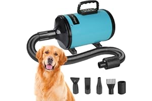 Hoapin Secador de Pelo para Perros 3200W/4.3HP, Perro Pelo Secador Profesional con Pantalla Digital y 6 Velocidad Ajustable del Viento y Rango de Temperatura de 35 ℃ a 70 ℃