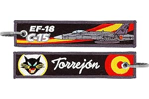 TACRO Llavero Bordado Ejército del Aire Español ALA 12 Torrejón EF-18 C-15 Negro