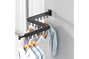 ‎HONPHIER HONPHIER Wäscheständer Ausziehbarer Kleiderständer mit Haken Handtuchhalter (Schwarz, 3 Faltbare Racks)