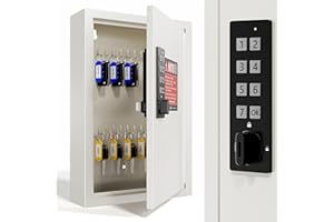 Grimtron 40 Keys Electronic Key Boxes Wall Mounted, Private/Public/Password Hiding Mode Key Lock Box with Code for Key Safe