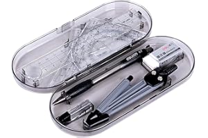 Bailinks Compass and Protractor Set,8 Pcs Math Geometry Kit Set School Learning Tool Including Ruler, Protractor, Compass, Pencil Lead, Mechanical Pencil, Eraser for Student Maths and Engineering
