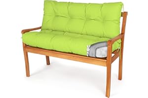 Spatium Bankauflage abnehmbar Bezug wasserdicht Sitz + Rücken gesteppt Bankkissen Bankpolster Polsterauflage Auflage für Gartenbank 30 Größen zur Auswahl, 7 Farben(100 x 120 x 10cm Apfelgrün)