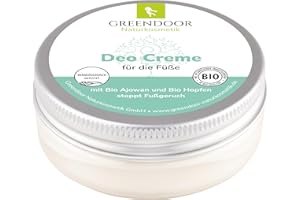 ‎GREENDOOR GREENDOOR Fussdeo 50ml gegen Fussgeruch, Fuss Deo vegan, Deodorant ohne Aluminium, nie mehr Fuß-Geruch, natürlich ohne Tierversuche, Naturkosmetik Bio Babassu, Natur Deocreme Cremedeo