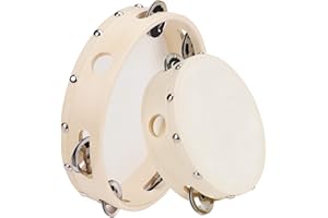 FT-SHOP Tamburello per Bambini in Legno Jingles Percussione Strumento Educativo Giocattolo per KTV Festa Bambini Giochi 2 Pezzi 6 Pollici e 8 Pollici
