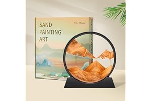 Wai Danie Sandbilder zum Drehen 3D Sandscape - die Sandkunst in Tiefsee Fließende Sandmalerei Sandbild Geschenke Sanduhr Deko Aesthetic für Büro Wohnzimmer Schreibtisch Erwachsene Kinder (Gold, 12”)