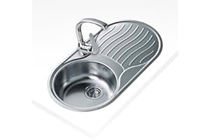 TEKA Fregadero Encastrado 1 Cubeta con Escurridor, Acero Inoxidable 18/10, Válvula Canasta 3 ½”, Profundidad Cubeta 160 mm, Mueble 45 cm, Modelo DR 80 1C 1E