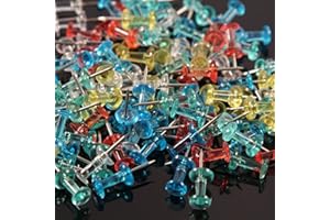 DKBT Cork Board Pins Drawing Push Pins 100Pcs Transparent Multicoloured with Plastic Heads Steel Points for Map Notice Drawing Board