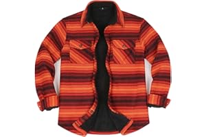 ZENTHACE Veste-chemise chaude à carreaux en flanelle doublée de sherpa pour homme (entièrement doublée en sherpa)