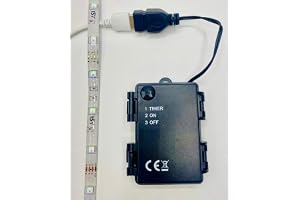 FADEDA batterilåda f. 3 x AA, på/av-timer 6 timmar Drift/18 timmar Paus/USB-port/höjd: 1 cm/10 cm USB-kabel/detaljerade krubb