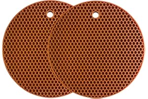 FIICO Alfombrilla de silicona para salvamanteles multiusos, resistente al calor hasta 240 °C, soporte para ollas, impermeable, (juego de 2) antideslizante,apto para lavavajillas (marrón)