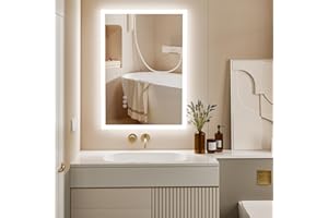 ChillCruiser 500x700mm LED Bathroom Mirror, Wall Mounted, Lighted Vanity Mirror,Dimmable, Anti-Fog, 3-Color Adjustable Lighting, Memory Function, Horizontal/Vertical Mount, Waterproof IP44