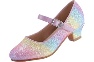 EIGHT KM Scarpe con Tacco Principessa Eleganti Lucente Comunione Cerimonia Ballerine Bambina Tacchi Ragazza EKM7015 Arcobaleno Cristallo 37