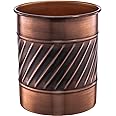 Monarch Abode Handcrafted Wave Embossed Large Metal Kitchen Countertop Utensil Holder Crock Caddy, Antique Copper Finish