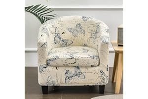 Highdi Funda de Sillón Elástica Universal Chesterfield, Funda de Sofá 2 Piezas con Funda de Cojín, Estampada Moderno Fundas Protector de Butaca para Dormitorio, Recepción, Club (Mariposa)