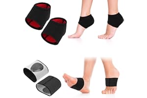 BOMICLSS 2 Pairs Plantar Fasciitis Support Set, Compression Arch Support Sleeves with Gel Pads, Heel Protectors Socks for Pain Relief & Sore, Flat Feet, Breathable Foot Heel Support Socks for Women (L)