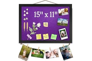 ORIGREEN Lila Pinnwand aus Kork mit Filz, 38x28CM kleines Anzeigebrett für Wände, Schmuck, Notizen, Sammlungen, Fotos, Büro, Holzrahmen (Schwarz) & Filz (Lila), 1 Stück.