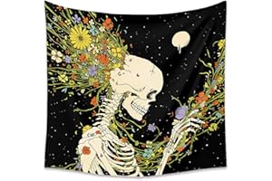 Lichi Arredo da parete con scheletro, decorazione da parete per appartamento, casa, dormitorio, decorazione da parete per soggiorno, camera da letto, teschio, 180 x 230 cm