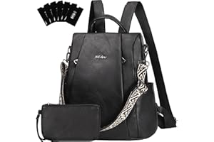 Eshow Zaino Donna Antifurto e Pochette Donna, Zainetto Impermeabile in Pelle Vegana, Borsa Casual ed Moda per Viaggio Scuola Lavoro Shopping e Università