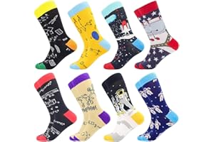 BONANGEL Men's Dress Cool Colorful Fancy Novelty Funny Casual Combed Cotton Crew Socks Pack Patterned Office Socks,Mid Calf Cool Crazy Socks Unique & Striking Design