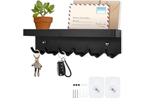 YORFULL 6 Hooks Key Holder for Wall,Coat Hooks for Wall,Wall Hooks for Hanging,Key Hooks Wall Mounted,Door Hooks Screw in and 2 Adhesive Hooks