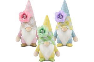 Gehydy Set of 2 Summer Gonks Decoration Easter Flowers Gnome Gift Handmade Decor for Home Kitchen Tiered Tray