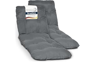 Beautissu Lot de 2 Coussin Bain de Soleil 190x60 cm Flair RL – 8 cm Épais Coussin Chaise Longue pour Jardin Terrasse Balcon – Confortable Matelas Transat Exterieur – Gris Graphite