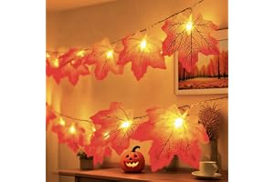 XVZ Ljusslinga med lönnlöv, 3 m, 20 LED, höstljuskedja med timer, höstdekoration och halloween, dekoration, batteridriven, ljuskedjor för Thanksgiving, halloween, jul – röda lönnblad