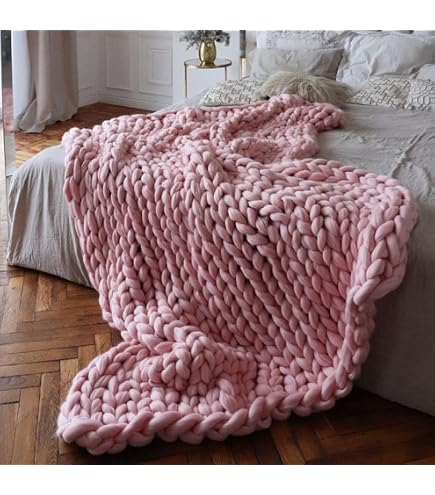 Superweiche Chenille-Strickdecke Grob Gestrickt - Handgewebt & Gemütlich Für Sofa, Bett & Als Deko (152x203 Cm, Weiß)