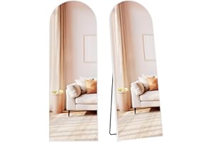SONGMICS Specchio a Figura Intera, 160 x 50 cm, Specchio da Terra ad Arco con Supporto, Cornice in Lega di Alluminio, Vetro Temperato, Camera da Letto Soggiorno, Bianco Opaco LFM031WC01