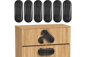 ECHOCUBE Zamki do szafek zabezpieczające przed dziećmi, 6 opakowań zamków do szafek zabezpieczających przed dziećmi z klejem, zamki zabezpieczające przed dziećmi do szafek, szafek, szuflad (czarny)