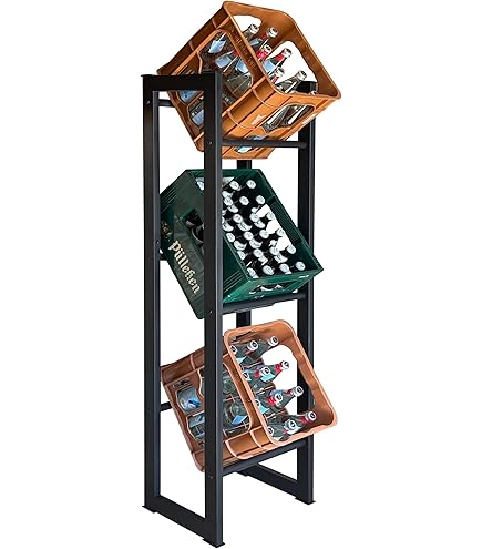 Floordirekt Drinks Crate Rack For 4-6 Crates Made Of Steel, Sturdy And