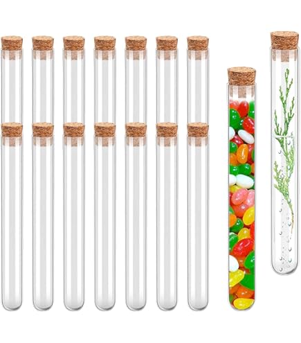 Lot De 100 Tubes à Essai En Plastique Transparent 6 Ml (15x100 Mm) Avec Bouchon - Stockage Bonbons, Perles, Sels De Bain