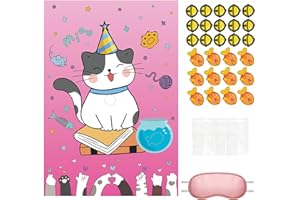 Falafoty Pin The Campana o Pesce on The Gatto Poster di Iochi per Feste con 27 Campana e Pesce Adesivo Forniture per Feste per Bambini Compleanno Decorazioni di Gioco di Festa Accessori