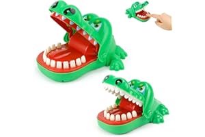 Raxfekro 2 Stück Krokodilzähne Spielzeug, Krokodil Spiel Zähne für Kinder, Zahn krokodil Spiel für Geistige Fähigkeiten, Spaß Krokodil Mund Finger beißen, Partyspiele, für Jungen und Mädchen