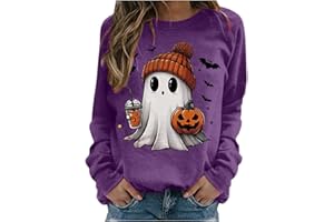 NerYuo Halloween Sweatshirt Femme Col Rond Sweatshirt Graphique Imprimé Halloween Pull à Manches Longues Casual Vêtements Chemisier Tops Sport Hauts Sweatshirts Automne Hiver