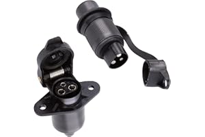 SPARKMOTO 3 Poliger Stecker Und 3 Polige Steckdose,12V Traktor Stecker 3 Polig Traktor Steckdose 3 Polig,DIN 9680,Wasserdicht Stecker Steckdose 3 Polig Für PKW Traktor Landmaschinen(2 Mount Punkte C)