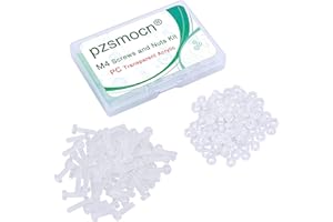 Pzsmocn 200 Piezas / 100 Juegos M4 PC Juego Tuercas y Tornillos Acrílico Diáfano. M4 * 14 mm Tornillo Plástico PC Acrílico Diáfano Cruz Apriete Mano Tornillo Redondo y kit de Tuercas Hexagonales M4.