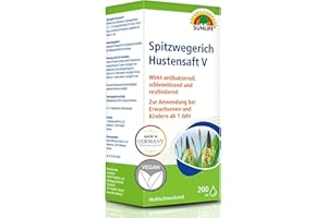 ‎SUNLIFE SUNLIFE Spitzwegerich Hustensaft V 200 ml - Hustensirup mit Spitzwegerich - Hustenlöser für Erwachsene, Jugendliche & Kinder ab 1 Jahr - Hustenstiller bei Erkältung