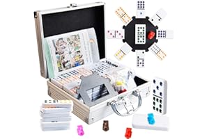 Kalolary Doppel 12 Version Mexikanische Zug Dominosteine, Mexikanischer Dominozug Spielzubehör mit einem Aluminiumgehäuse, Bedienungsanleitung und Scorepads (91 Stück)
