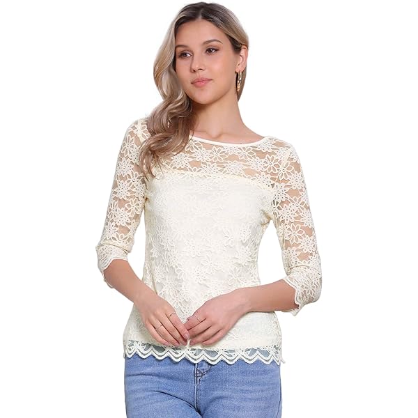 Maglia Maniche Lunghe Donna con Pizzo Woman T-Shirt Lace Top 330029B