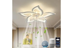 ‎YOLEDY Deckenventilator mit Beleuchtung Smart WiFi, Reversibel DC Motor Dimmbar, Kompatibel mit Alexa, Google, Fernbedienung, Smart Life, Tuya Smart APP, Deckenleuchte mit Ventilator für Schlafzimmer, Weiß