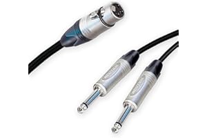 DESIGNACABLE Neutrik Female XLR Split to 2 Dual Mono Jack Cable Splitter Duplicator Lead 1 m Plus (1 m, Black)